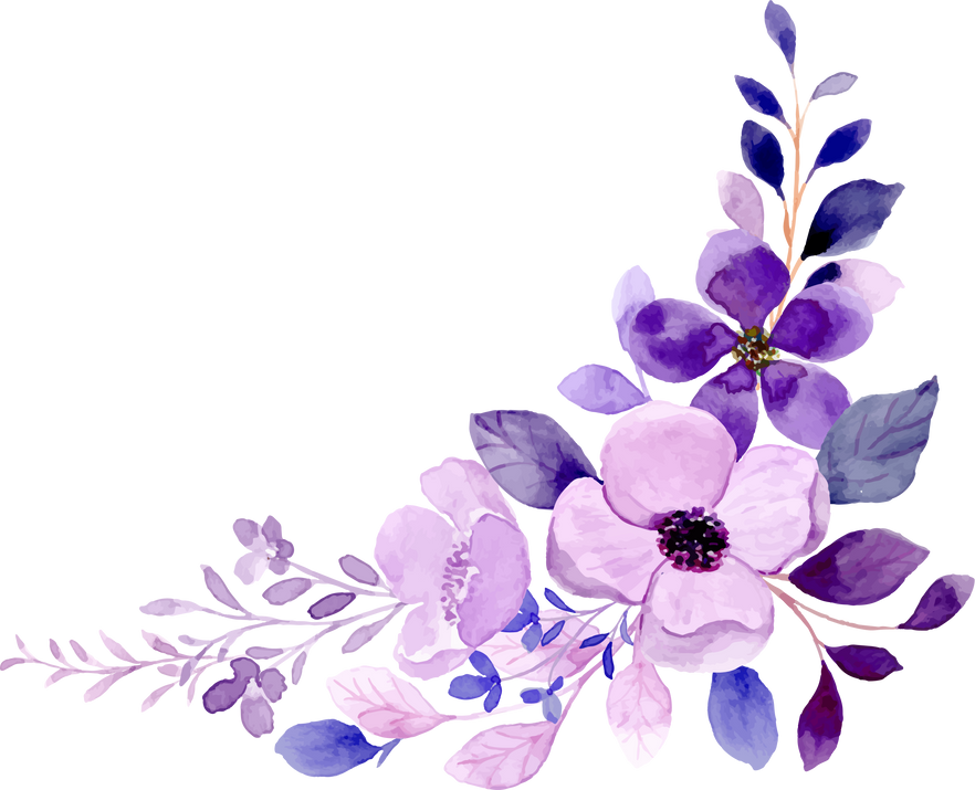 Purple Watercolor Flower Bouquet